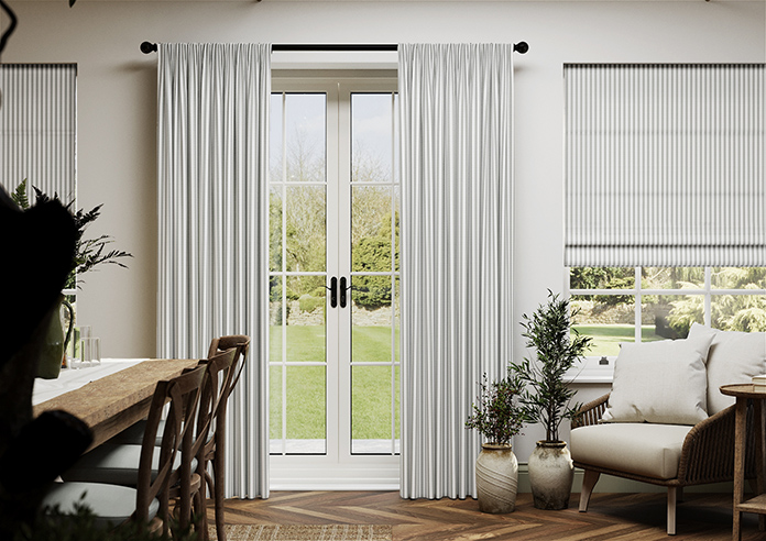 Lace Stripes, Grey - Made to Measure Curtains - Image 3